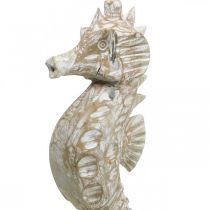 Artículo Caballito de mar Deco Madera blanca Decoración marinera Figura decorativa H38cm