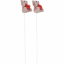 Artículo Tapón decorativo oso con corazón, San Valentín, tapón de flores con purpurina 9 uds.