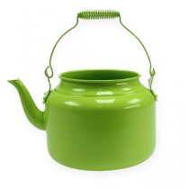 Artículo Maceta decorativa tetera de metal verde manzana Ø20cm H15cm