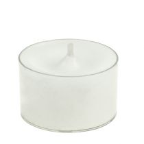 Velas de té blancas en bol de plástico 50uds.