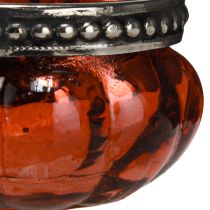 Artículo Candelita de cristal rojo antiguo plateado con borde de metal Ø6cm H3,5cm