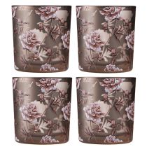 Artículo Decoración de mesa de cristal candelita claveles marrón plateado Al.8cm 4 piezas