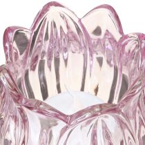 Artículo Portavelas de cristal con forma de tulipán, color morado, diámetro 7 cm, altura 16 cm, 2 unidades