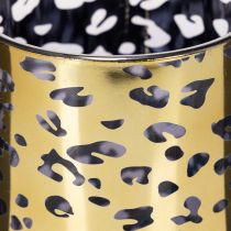 Artículo Portavelas de cristal con estampado de leopardo para decoración de mesa, 12 cm