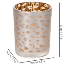 Artículo Portavelas de cristal con estampado de leopardo, 12 cm