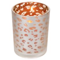 Artículo Portavelas de cristal con estampado de leopardo, 12 cm