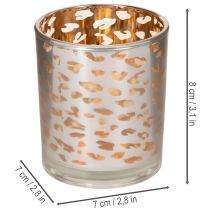 Artículo Portavelas de cristal con estampado de leopardo, bicolor, 8 cm