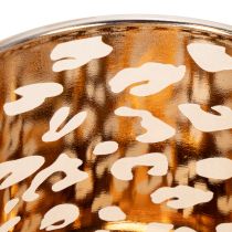 Artículo Portavelas de cristal con estampado de leopardo, bicolor, 8 cm