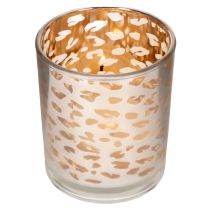 Artículo Portavelas de cristal con estampado de leopardo, bicolor, 8 cm