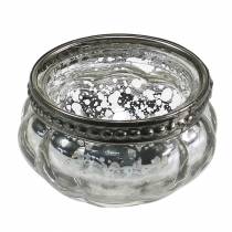 Artículo Candelita de plata envejecida con borde de metal Ø6cm H3.5cm