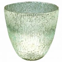 Vela farol de cristal azul verde decoración de mesa cristal Ø21cm H21.5cm