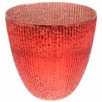 Vela linterna de cristal florero decorativo de cristal rojo Ø21cm H21.5cm