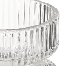 Artículo Portavelas vidrio acanalado decorativo transparente Ø9cm H7cm 4 piezas
