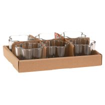 Artículo Portavelas de cristal con forma de flor, color azul, Ø7,5 cm, alto 6 cm, 6 unidades