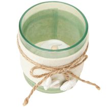 Artículo Portavelas de cristal con forma de vela marítima, color azul, verde y blanco, 7,5 cm, 3 unidades