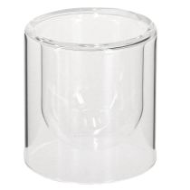 Artículo Portavelas de cristal transparente, Ø7,5 cm, alto 8 cm, 4 unidades