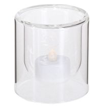Artículo Portavelas de cristal transparente, Ø7,5 cm, alto 8 cm, 4 unidades