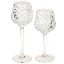 Artículo Portavelas de cristal cónico con base H19,5/22,5cm juego de 2
