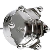 Artículo Portavelas corona plata Ø4,8cm 4 piezas