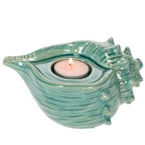 Artículo Portavelas decorativo de concha marina para mesa, baño o sala de estar, 16 cm.