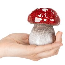 Artículo Seta decorativa, amanita muscaria, portavelas para velas pequeñas como decoración de mesa, 9 cm