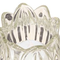 Artículo Portavelas de tulipán de cristal con base transparente Ø7cm H16cm 2uds
