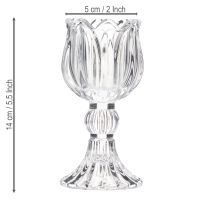 Artículo Candelabros de cristal con estampado floral para una elegante decoración de mesa, 14 cm, 2 piezas