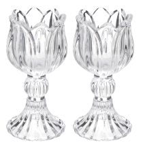 Artículo Candelabros de cristal con estampado floral para una elegante decoración de mesa, 14 cm, 2 piezas