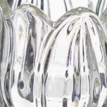 Artículo Portavelas de cristal con forma de flor para decoración elegante de mesas, eventos y bodas, 22cm