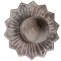 Artículo Portavelas vintage para pegar, gris, Ø9cm, alto 8,5cm, 4 unidades