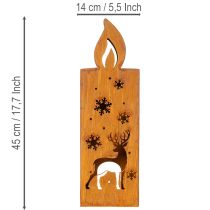 Artículo Portavelas navideño, portavelas de metal oxidado, ciervo, 45x14cm