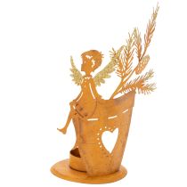 Artículo Portavelas navideño, decoración de ángel, decoración de óxido, Ø8cm H18cm