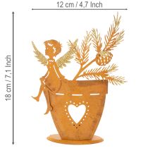Artículo Portavelas navideño, decoración de ángel, decoración de óxido, Ø8cm H18cm