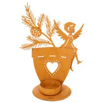 Artículo Portavelas navideño, decoración de ángel, decoración de óxido, Ø8cm H18cm