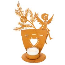 Artículo Portavelas navideño, decoración de ángel, decoración de óxido, Ø8cm H18cm