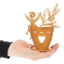 Artículo Portavelas navideño, decoración de ángel, decoración de óxido, Ø8cm H18cm