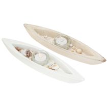 Artículo Portavelas de madera con forma de barco marítimo, 31×6,5cm, 2 unidades