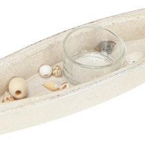 Artículo Portavelas de madera con forma de barco marítimo, 31×6,5cm, 2 unidades