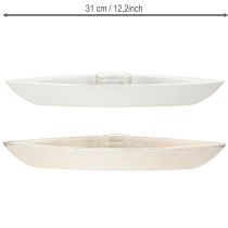 Artículo Portavelas de madera con forma de barco marítimo, 31×6,5cm, 2 unidades