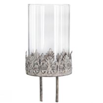 Artículo Portavelas enchufable con vela cristal gris Ø5,5cm 4ud
