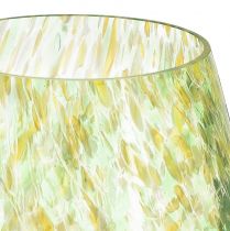 Artículo Portavelas decoración de vidrio patrón amarillo verde Ø6,5cm H10cm