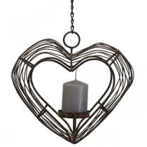 Soporte para velas de té decoración colgante de metal decoración de óxido corazón 22×7×20cm