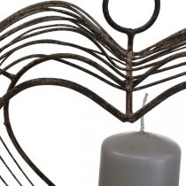 Soporte para velas de té decoración colgante de metal decoración de óxido corazón 22×7×20cm