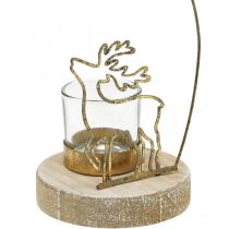 Artículo Portavelas reno y poinsettia metal Ø10cm H24cm