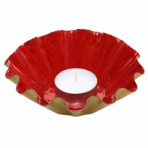 Artículo Cuenco decorativo molde para hornear aspecto esmaltado rojo, dorado Ø12,5cm H4cm