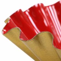 Artículo Cuenco decorativo bandeja para hornear aspecto esmaltado rojo, dorado Ø12.5cm H4cm