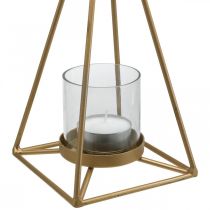 Linterna colgante portavelas dorado para colgar 15×15×38cm