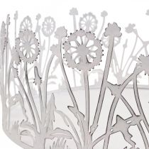 Artículo Bandeja decorativa con dientes de león, decoración de metal para primavera blanco, plata shabby chic Ø25cm H10.5cm