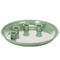 Artículo Plato para velas Corona de Adviento verde con cuatro portavelas 24cm