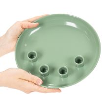 Artículo Plato para velas Corona de Adviento verde con cuatro portavelas 24cm